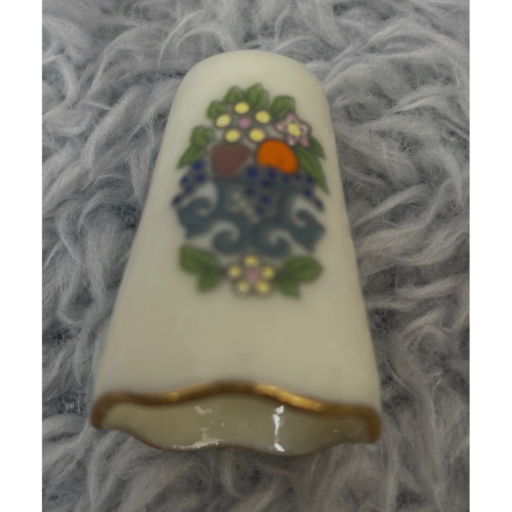 Vintage Lenox Thimble Autumn Ivory Floral Fruit Basket Gold Trim Fine‎ China 70s